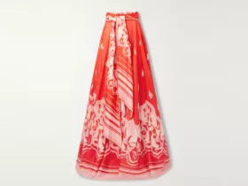 Zimmermanns High Tide Belted Printed Linen and Silk blend Maxi Skirt 2
