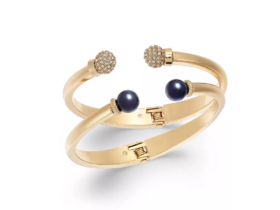 2 Pc Set Pavé Bead Imitation Pearl Cuff Bracelets Created for Macys