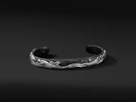 WAVES CUFF BRACELET WITH FORGED CARBON 4