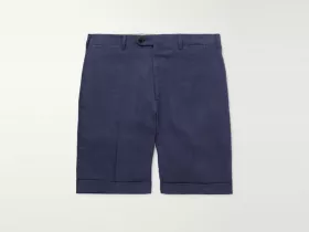 BRIONI Tropical Linen Shorts Navy 4