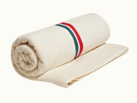 White Sand Orlebar Brown Stripe Towel