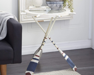 Bring the Coastal Charm Home with the Deco 79 Metal Round Accent Table with Oar Shaped Legs 5