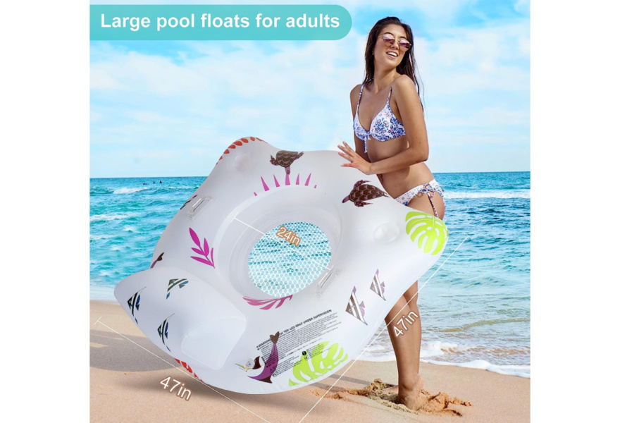 Deepr Blu Inflatable Pool Floats Chair with Color Changing Light 2